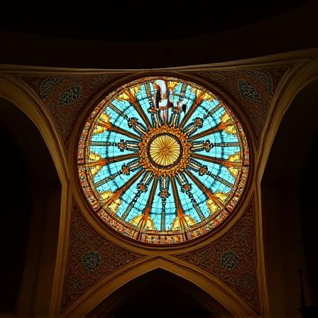 Kubah kaca patri yang indah untuk masjid