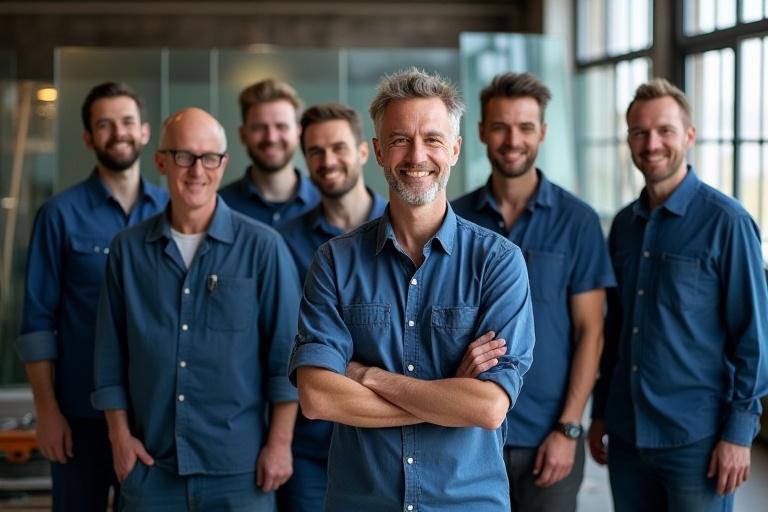 Tim teknisi dan seniman kaca Senja Kaca